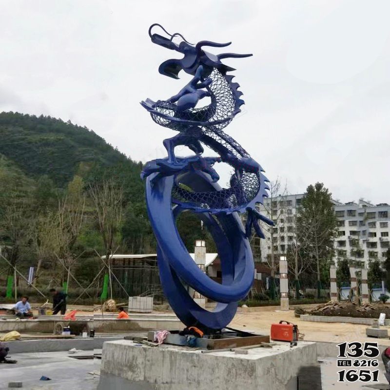 龍雕塑-廣場不銹鋼抽象鏤空創(chuàng)意龍雕塑高清圖片