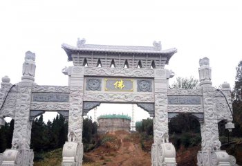 牌坊雕塑-景區(qū)寺院入口大理石仿古建筑門(mén)樓牌坊