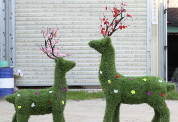 梅花鹿雕塑-戶(hù)外草坪創(chuàng)意彩繪綠植梅花鹿雕塑