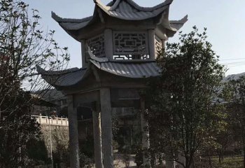 涼亭雕塑-仿古戶外景區(qū)鏤空青石雕刻休閑涼亭雕塑