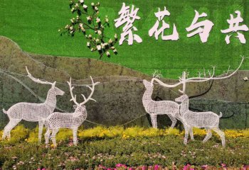 梅花鹿雕塑-動物園不銹鋼鐵藝鏤空戶外景觀裝飾品擺件梅花鹿雕塑