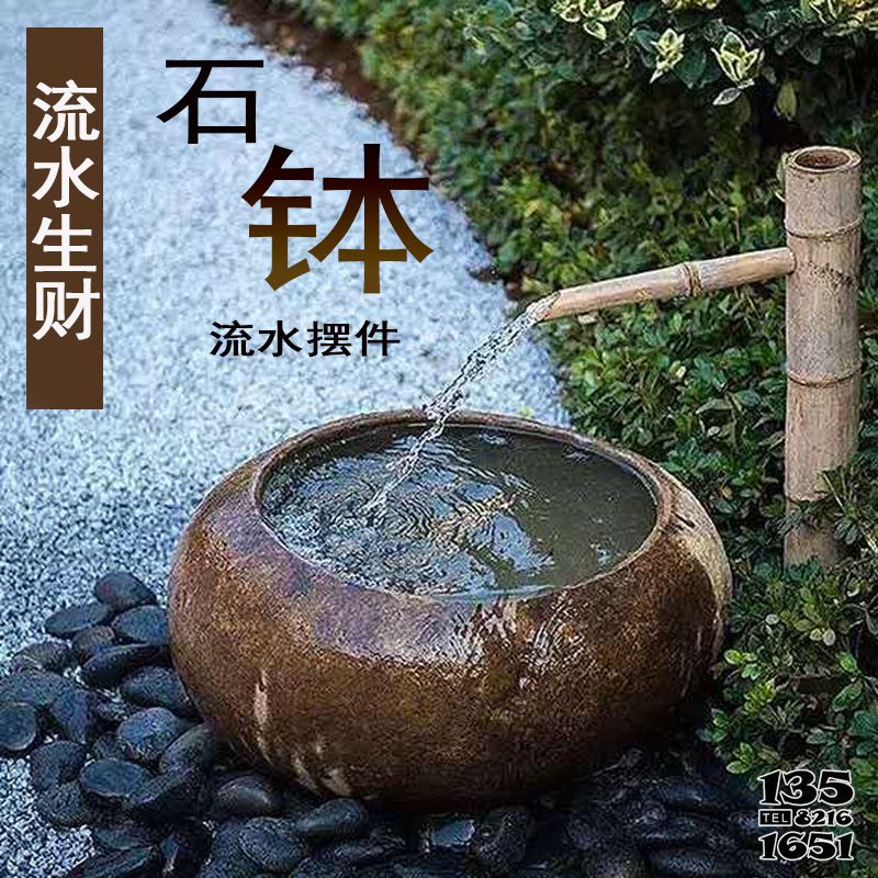 石槽雕塑-石雕魚缸擺件陽臺(tái)日式流水石缽水池缽石槽戶外鵝卵石水槽裝飾庭院高清圖片