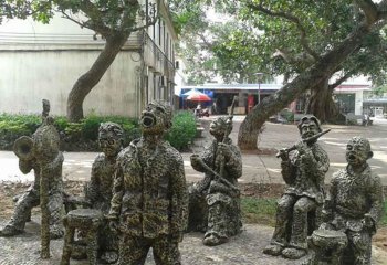 歌唱人物雕塑-抽象人物唱歌公園景觀銅雕唱雕塑