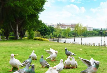 鴿子雕塑-公園戶外景區創意彩繪仿真玻璃鋼鴿子雕塑