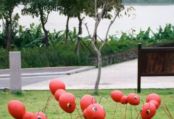 螞蟻雕塑-植物園酒店室外彩繪紅色玻璃鋼螞蟻雕塑