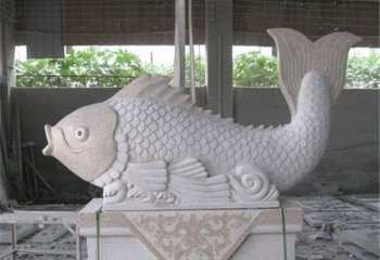 鯉魚雕塑-公園擺放的砂巖石雕創(chuàng)意鯉魚雕塑