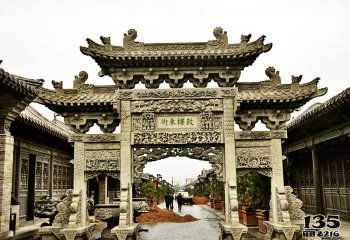 牌坊雕塑-鼓樓景區(qū)步行街三門(mén)三樓石牌坊