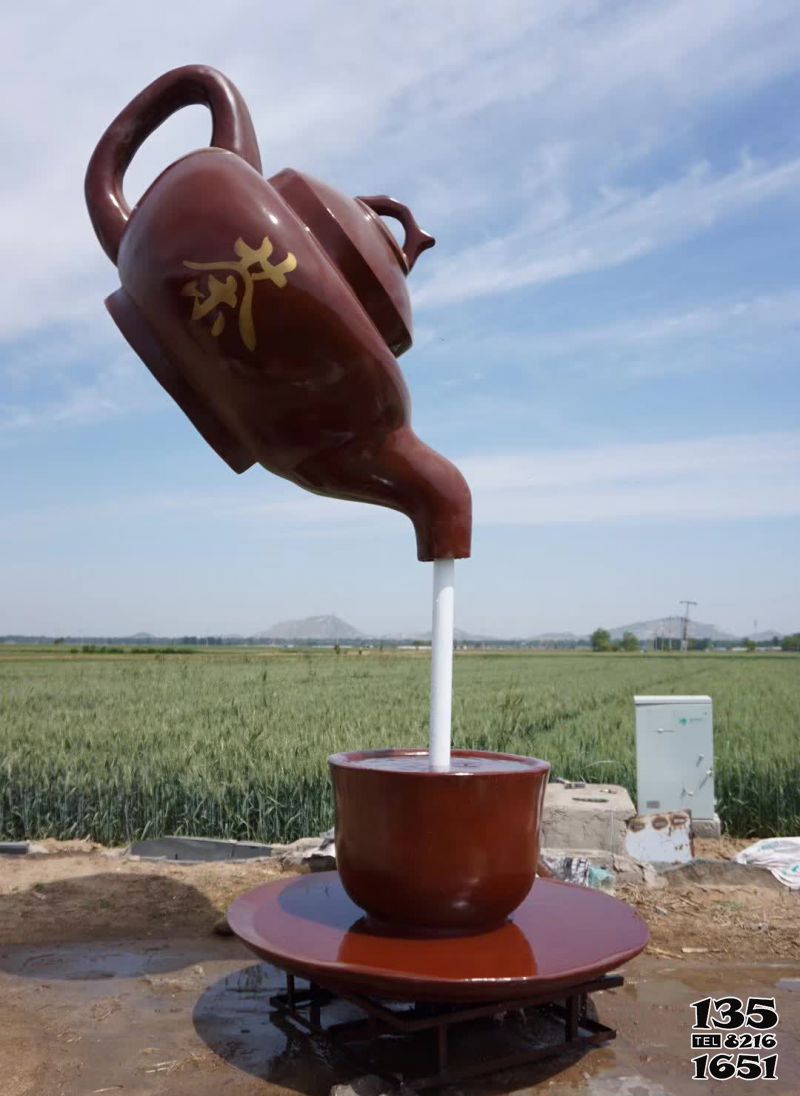 天壺雕塑-玻璃鋼彩繪戶外景區大型懸浮流水天壺雕塑高清圖片