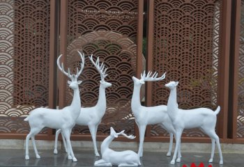 玻璃鋼白鹿雕塑-玻璃鋼白鹿 公園動物雕塑