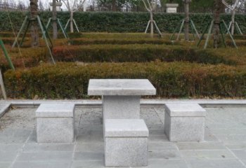 公園大理石方桌凳-方形桌凳石雕