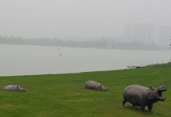 銅雕河馬公園動(dòng)物雕塑-公園動(dòng)物銅雕河馬