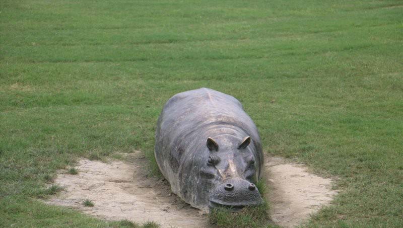 銅雕趴著的河馬-銅雕河馬公園動(dòng)物雕塑高清圖片