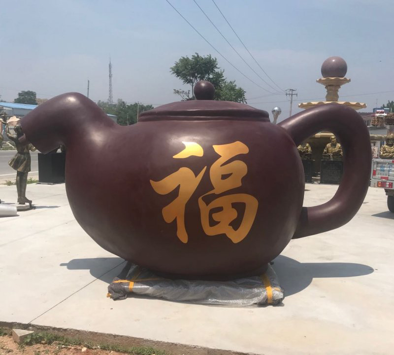 玻璃鋼福字茶壺雕塑-玻璃鋼福字茶壺雕塑，茶壺玻璃鋼雕塑高清圖片