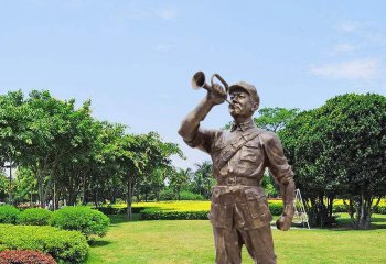 紅軍吹集結(jié)號銅雕-紅軍吹集結(jié)號抗戰(zhàn)銅雕