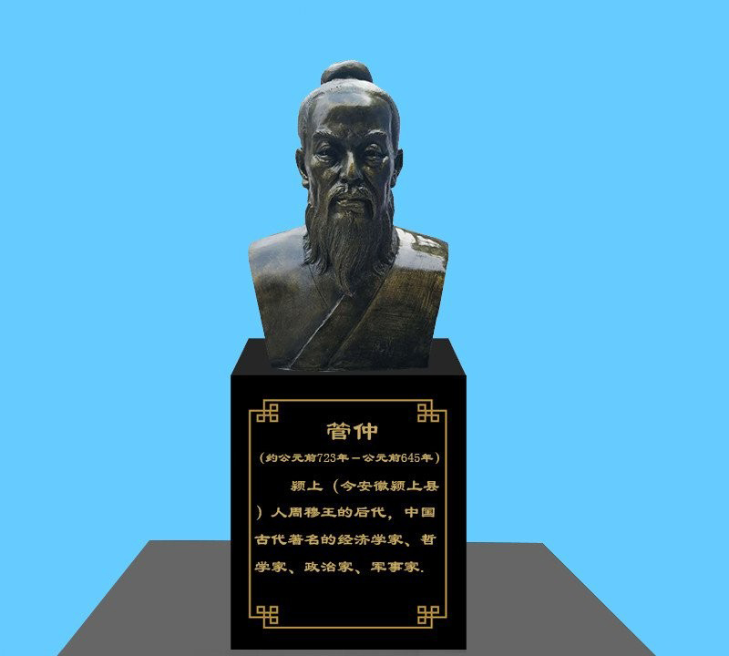 古代名人管仲胸像銅雕-古代名人銅雕 管仲胸像銅雕高清圖片